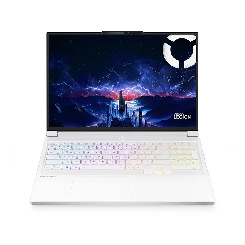 Lenovo Legion 7 16IAX10 2025 Glacier White gaming laptop front view.