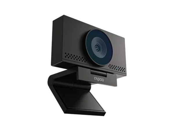 Close-up of Rapoo C500AF webcam with its active physical privacy shutter closed.