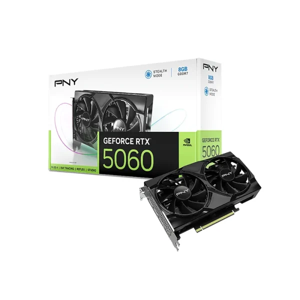 PNY GeForce RTX 5060 8GB GDDR7 PCle 5.0 Overclocked Dual Fan Graphics Card | VCG50608DFXPB1-O